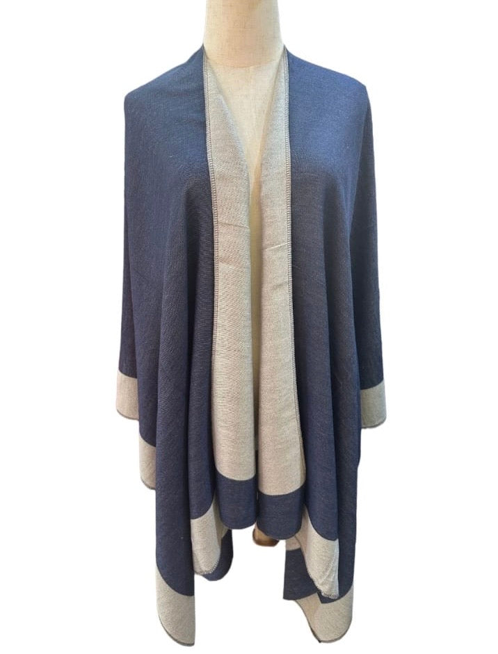 Ruana Azul mezclilla-gris