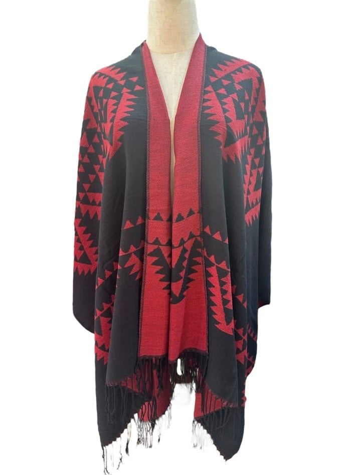 Ruana Rojo italiano-negro