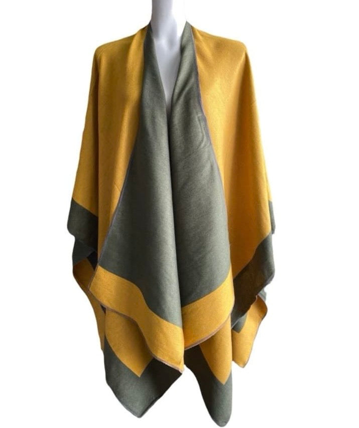 Ruana Mostaza-verde olivo